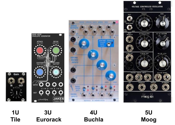 1U Tiles VS 3U Eurorack VS Buchla 4U VS Moog 5U Module Sizes